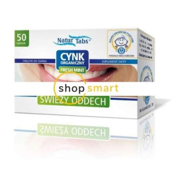 Cynk organiczny Naturtabs Fresh Mint, 50 tabletek