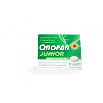 Orofar Junior 24 tabletki do ssania o smaku pomarańczowym