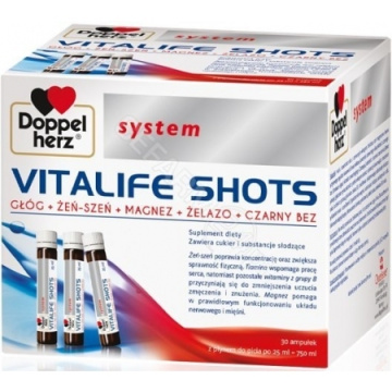 Doppelherz System Vitalife Shots  30 ampułek do picia po 25 ml