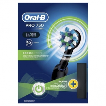 ORAL-B PRO 750 Black Cross Action Elektryczna szczoteczka do zębów 1 sztuka