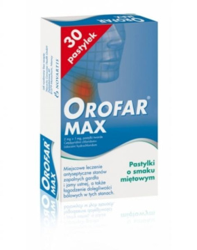 Orofar Max 30 pastylek o smaku miętowym