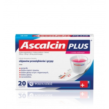 Ascalcin Plus o smaku malinowym 20 saszetek