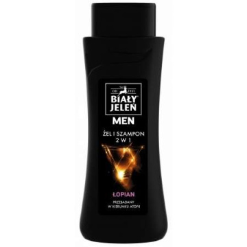 BIAŁY JELEŃ MEN  2w1 Żel i szampon do włosów dla mężczyzn z łopianem i proteinami pszenicznymi 300ml