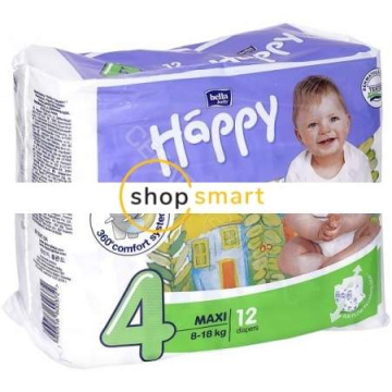 Pieluchy Happy Maxi, 12 sztuk (8-18 kg)