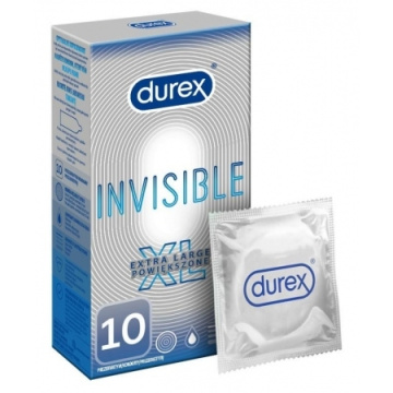 Durex Invisible Prezerwatywy Extra Large Powiększone, 10 sztuki