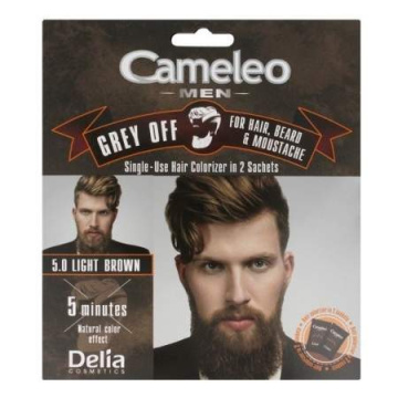 Delia Cosmetics Cameleo Men Krem koloryzujący do włosów,brody i wąsów nr 5.0 Light Brown  15mlx2