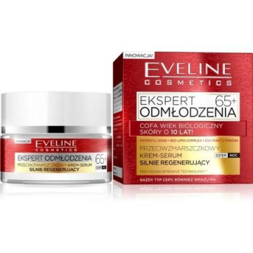 Eveline Expert Odmłodzenia - przeciwzmarszczkowy krem-serum intensywnie regenerujący na dzień i na noc 65+ 50 ml