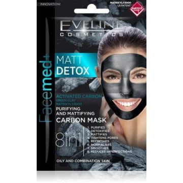 Eveline Facemed+ Matt Detox Maska węglowa 8w1 oczyszczająco-matująca  2x5ml