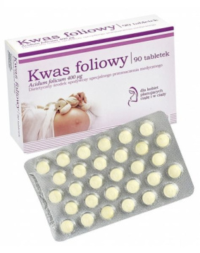 Medifolic kwas foliowy 400 μg, 90 tabletek