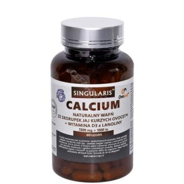Singularis Calcium naturalny wapń ze skorupek jaj kurzych + witamina D3 z lanoliny 60 kapsułek