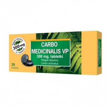 Carbo medicinalis VP - węgiel leczniczy 300 mg, 20 tabletek