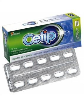 Cetip 10 mg, 10 tabletek powlekanych