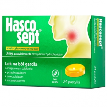 Hascosept 3 mg x 24 pastylki do ssania o smaku cytrynowo - miodowym