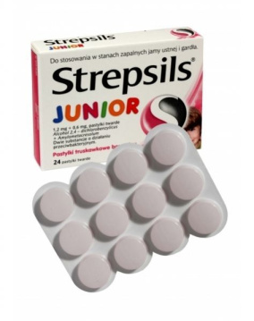 Strepsils Junior (smak truskawkowy) 24 pastylek do ssania