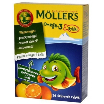 Mollers Omega-3 Rybki pomarańczowo-cytrynowy wzmocnienie odporności, 36 sztuk