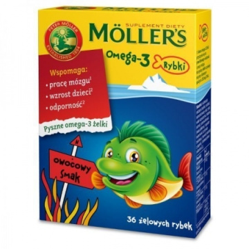 Mollers Omega-3 Rybki owocowe wzmocnienie odporności, 36 sztuk