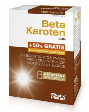 Beta Karoten Sun , 60 kapsułek + , 30 kapsułek GRATIS!!