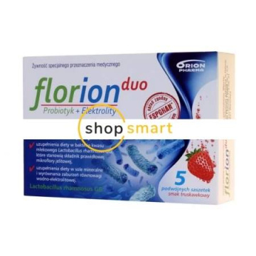 Florion Duo+Elektrolity (smak truskawkowy) 5 podwójnych saszetek
