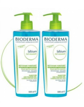 Bioderma sebium moussant - antybakteryjny żel do mycia twarzy z kompleksem fluidactiv 500 ml + 500 ml (duopack)