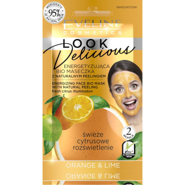 Eveline Look Delicious Energetyzująca Bio Maseczka z naturalnym peelingiem - Orange & Lime 10ml