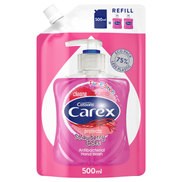 Carex Protect Mydło antybakteryjne w płynie Strawberry Laces 500ml - zapas