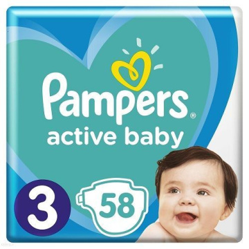 PAMPERS ACTIVE BABY (rozmiar 3) 58 pieluszek