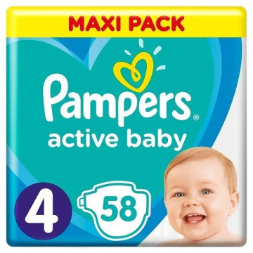 PAMPERS ACTIVE BABY Maxi Pack S4 58 sztuk