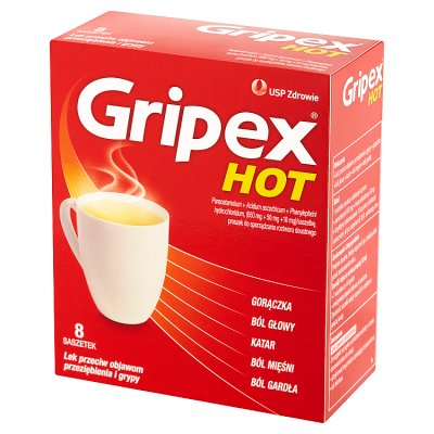 Gripex HOT 8 saszetek z proszkiem do sporządzenia roztworu