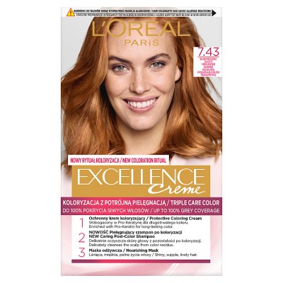 Loreal Excellence Creme Krem koloryzujący 7.43 blond miedziany złocisty