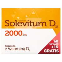 Solevitum D3 2000 j.m. , 60 kapsułek + 15 kapsułek GRATIS!!