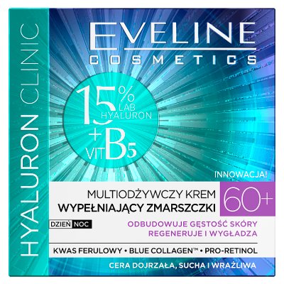 Eveline Hyaluron Clinic 60+ Multiodżywczy Krem wypełniający zmarszczki na dzień i noc  50ml