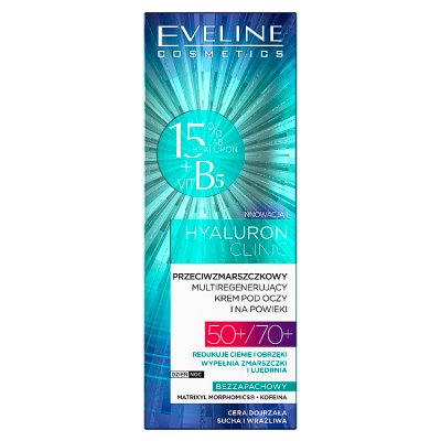 Eveline Hyaluron Clinic 50+/70+ Przeciwzmarszczkowy multiregenerujący Krem pod oczy  20ml