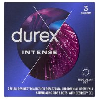 DUREX INTENSE Prezerwatywy prążkowane z wypustkami i żelem stymulującym 3 szt.
